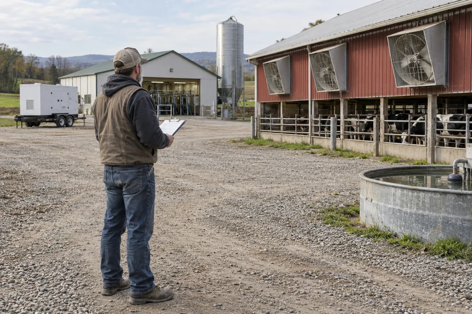 Farm backup-power planning for livestock ventilation, water and milking equipment